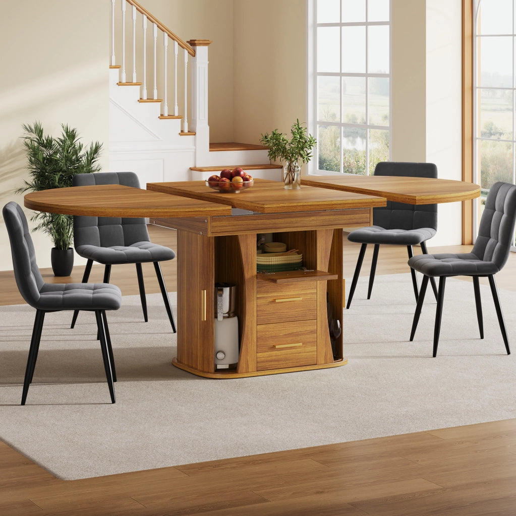 Tavolo allungabile in MDF color noce 118-158 x 118 x 77 cm