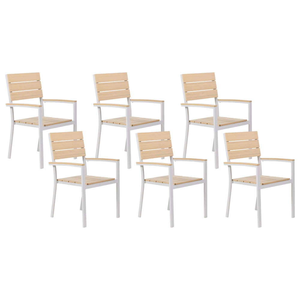 Set di 6 sedie da giardino beige e alluminio bianco resistenti agli agenti atmosferici