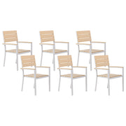 Set di 6 sedie da giardino beige e alluminio bianco resistenti agli agenti atmosferici