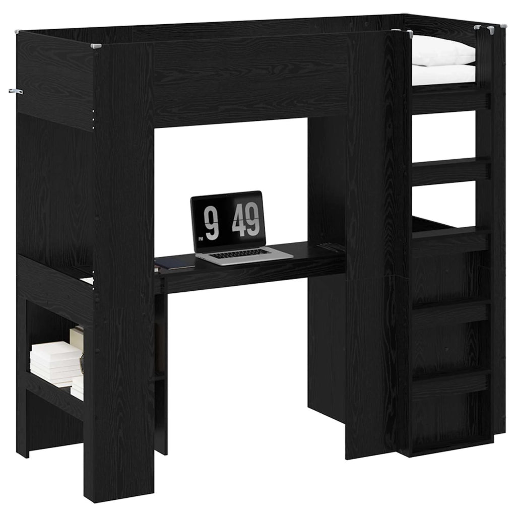Struttura letto a castello con scrivania Rovere Nero 3410428