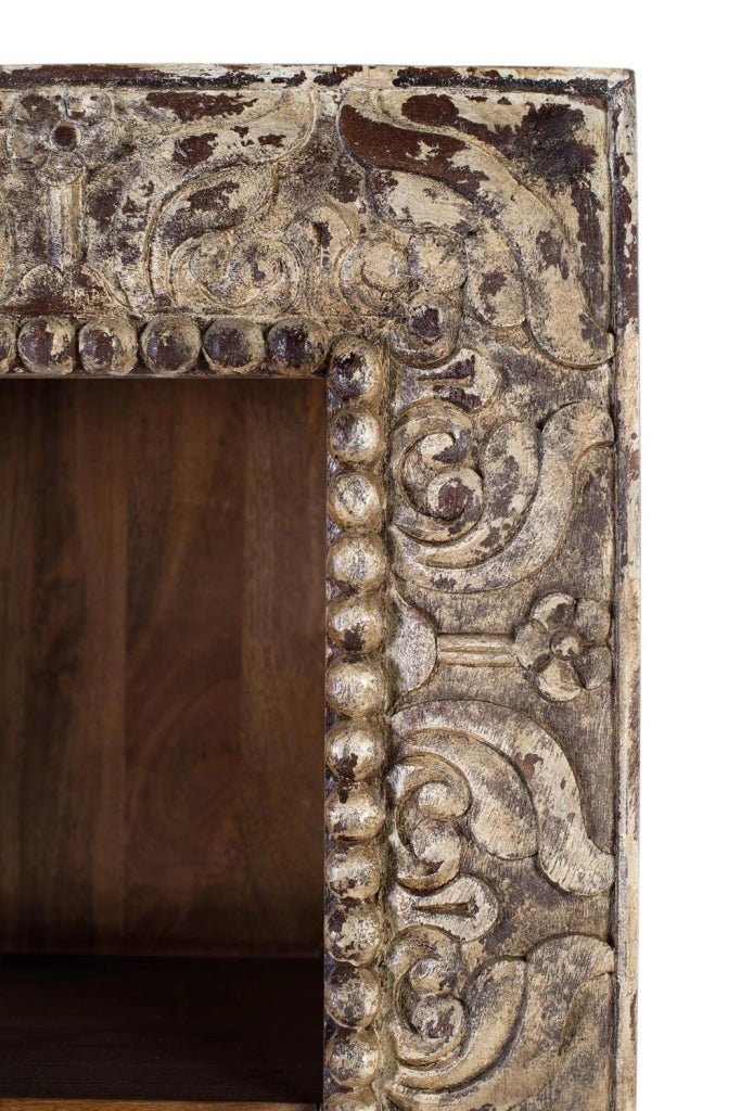 Libreria in legno di mango con finitura anticata, 183 cm