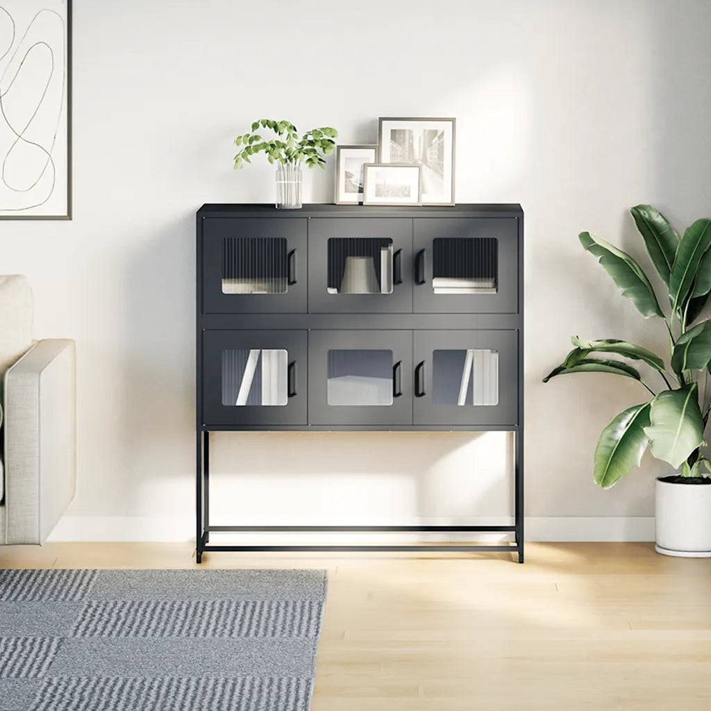 Credenza Antracite 100,5x39x107 cm in Acciaio Laminato a Freddo