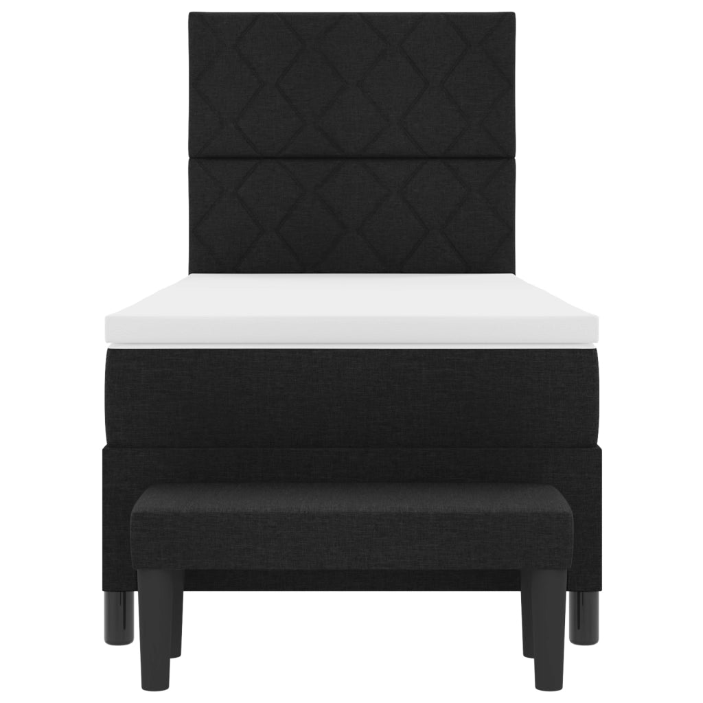 Letto a box spring con materasso e panca nera 100x200 cm tessuto