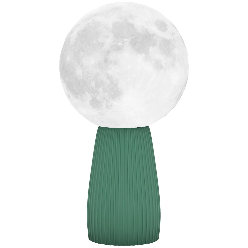 Lampada da Tavolo a Forma di Luna ¨C zephmum ¨C Bianco e Verde Scuro, ABS, ?15x28 cm