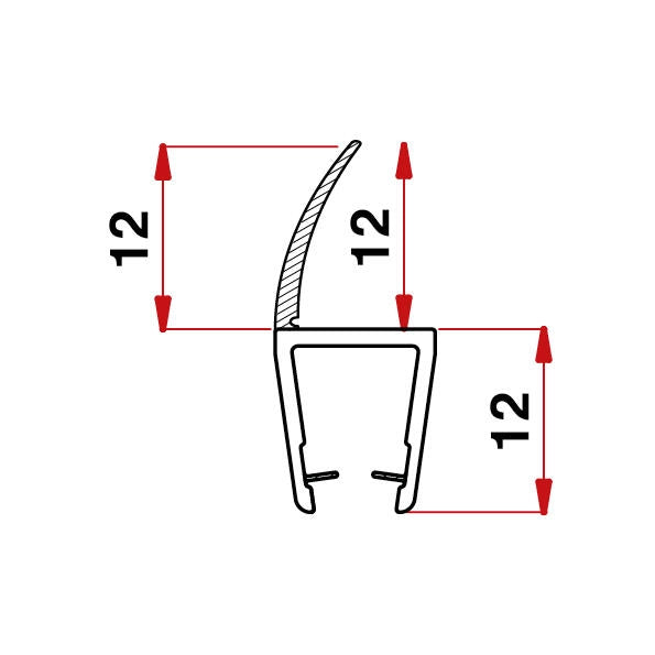 Profilo H3  Guarnizione per box doccia vetro 8/10  baffo 14