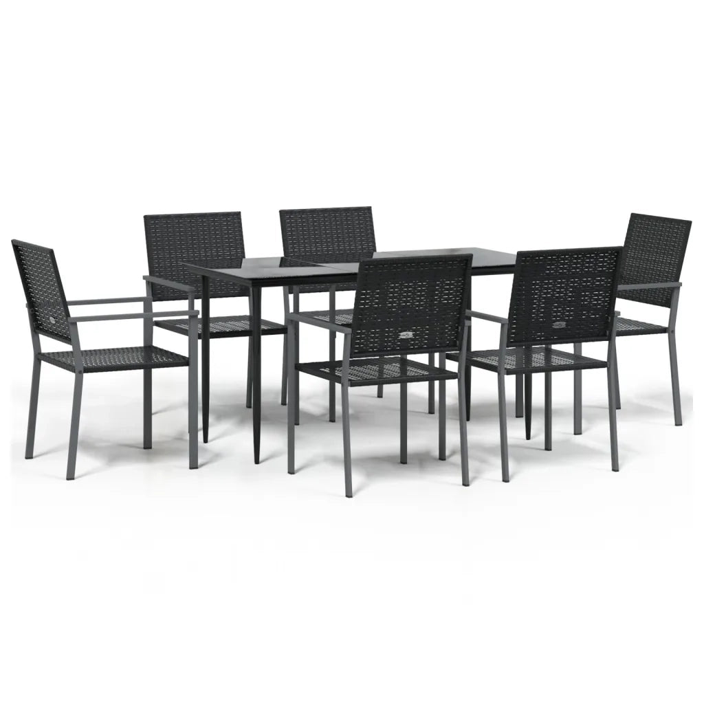 Set da Pranzo da Giardino 7 pz in Polyrattan e Acciaio