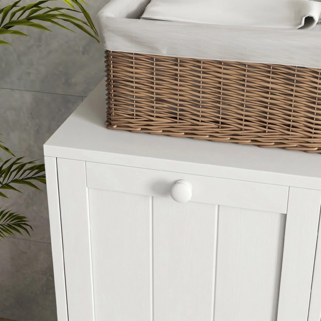 Armadietto da Bagno con Cestello Bianco ¨C Zephmum ¨C 66x33x68 cm