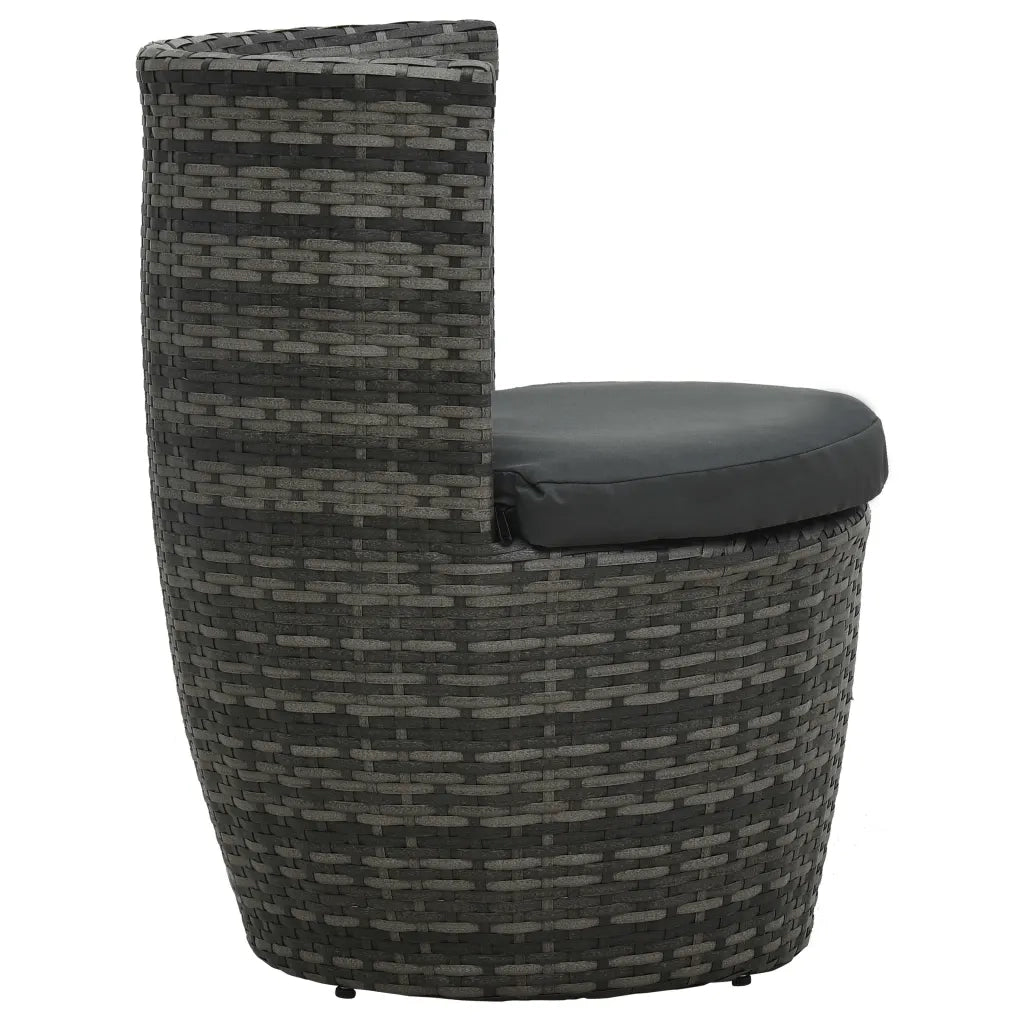 Set da Bistrot 3 pz con Cuscini in Polyrattan Grigio cod mxl 44591