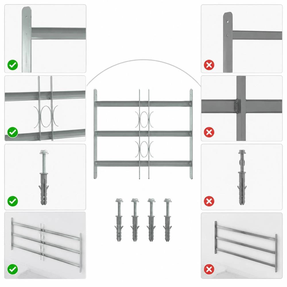 Adjustable Window Grille With 3 Crossbars 700-1050 Mm