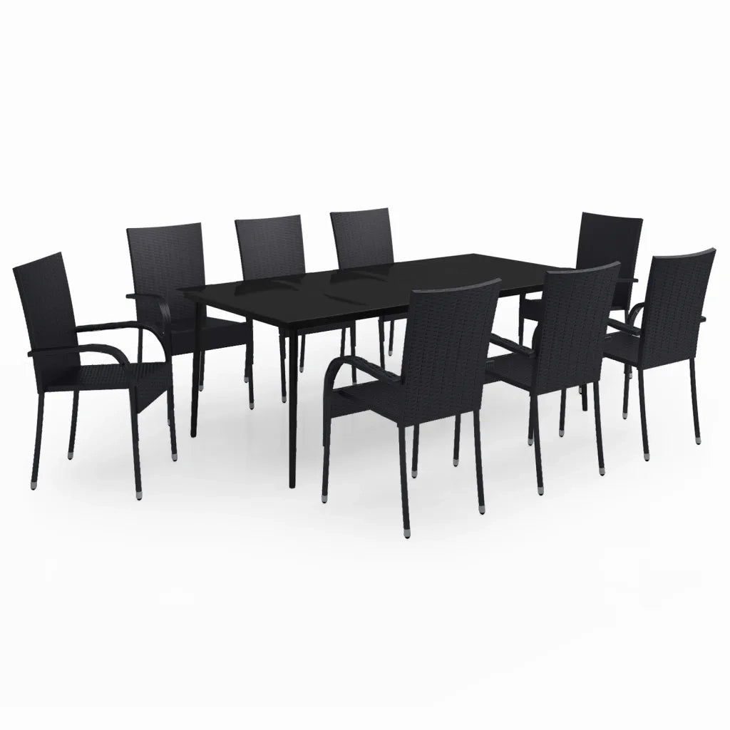 Set da Pranzo per Giardino 9 pz con Cuscini Neri cod mxl 41898