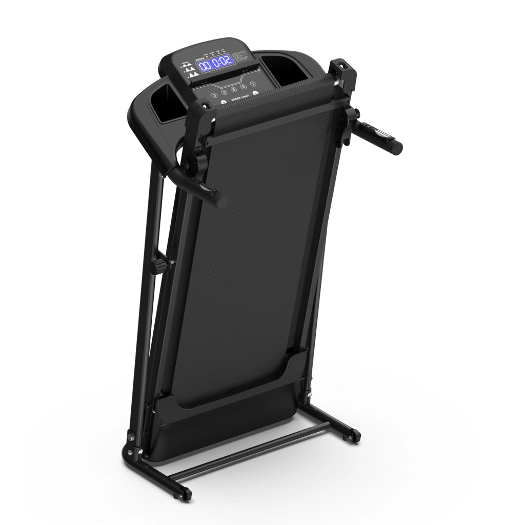 Tapis Roulant Casa Pieghevole Nero con Display LED, 2 Ruote e Pedana Ammortizzata