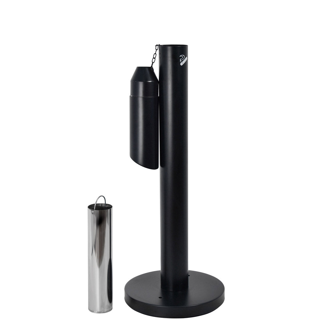 Posacenere a Colonna Ø32 cm in Metallo Nero Opaco 1,9L per Esterno