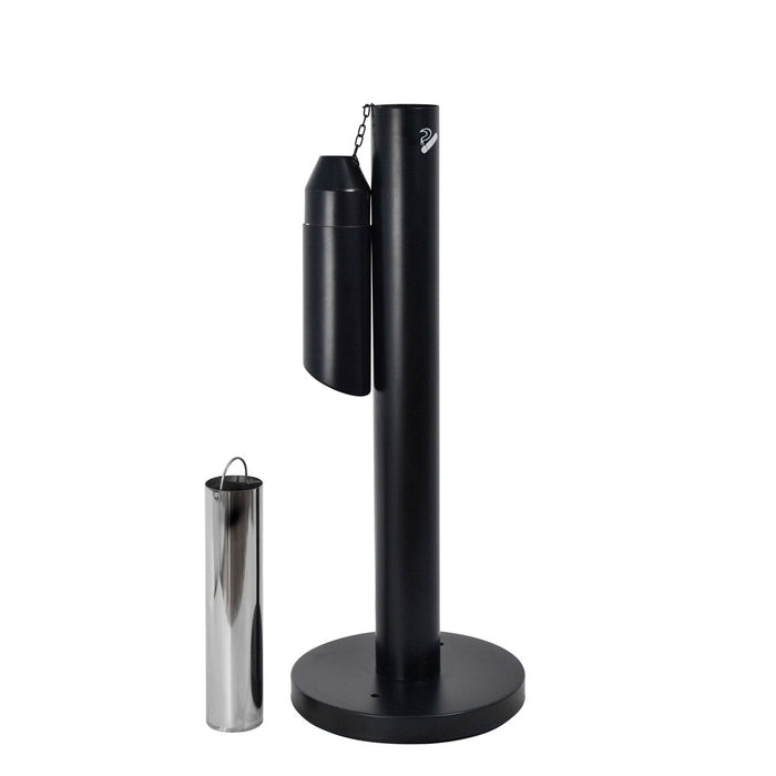 Posacenere a Colonna Ø32 cm in Metallo Nero Opaco 1,9L per Esterno