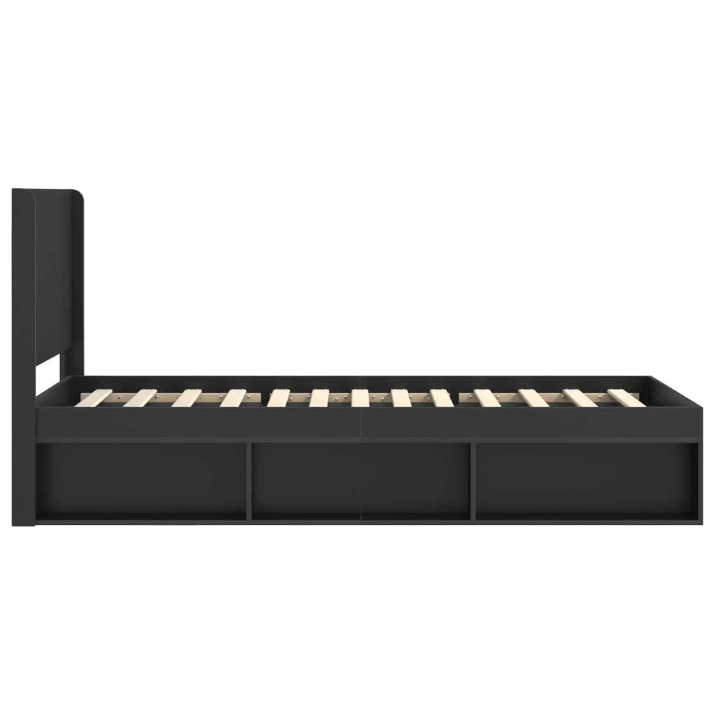 Struttura del letto con stoccaggio e testata Nero 75 x 190 cm 3413910