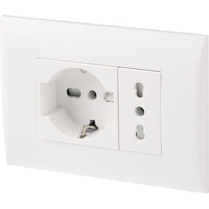 PLACCA C/SUPP PRESA BIPAS+PRESA BIPAS SCHUKO BCO
