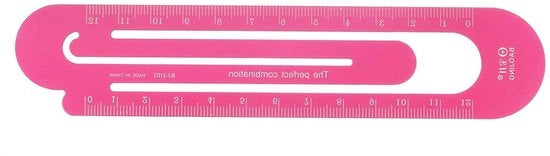 Liniaal rossa 12 cm, metrico, lega di alluminio, trasparente, con clip, design, indicatore, per bambini, scuola, classe, ufficio.