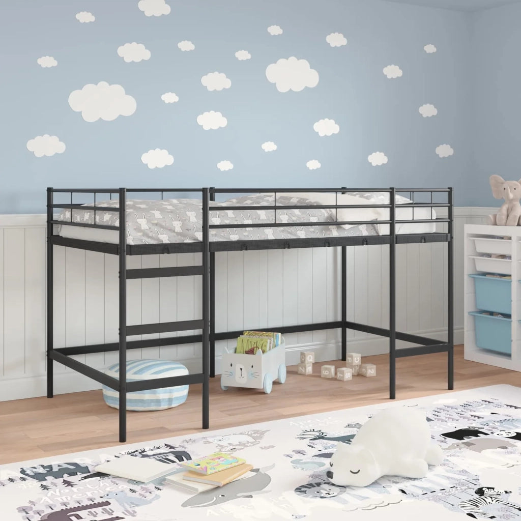 Struttura del letto loft per bambini Nero 90 x 200 cm Acciaio