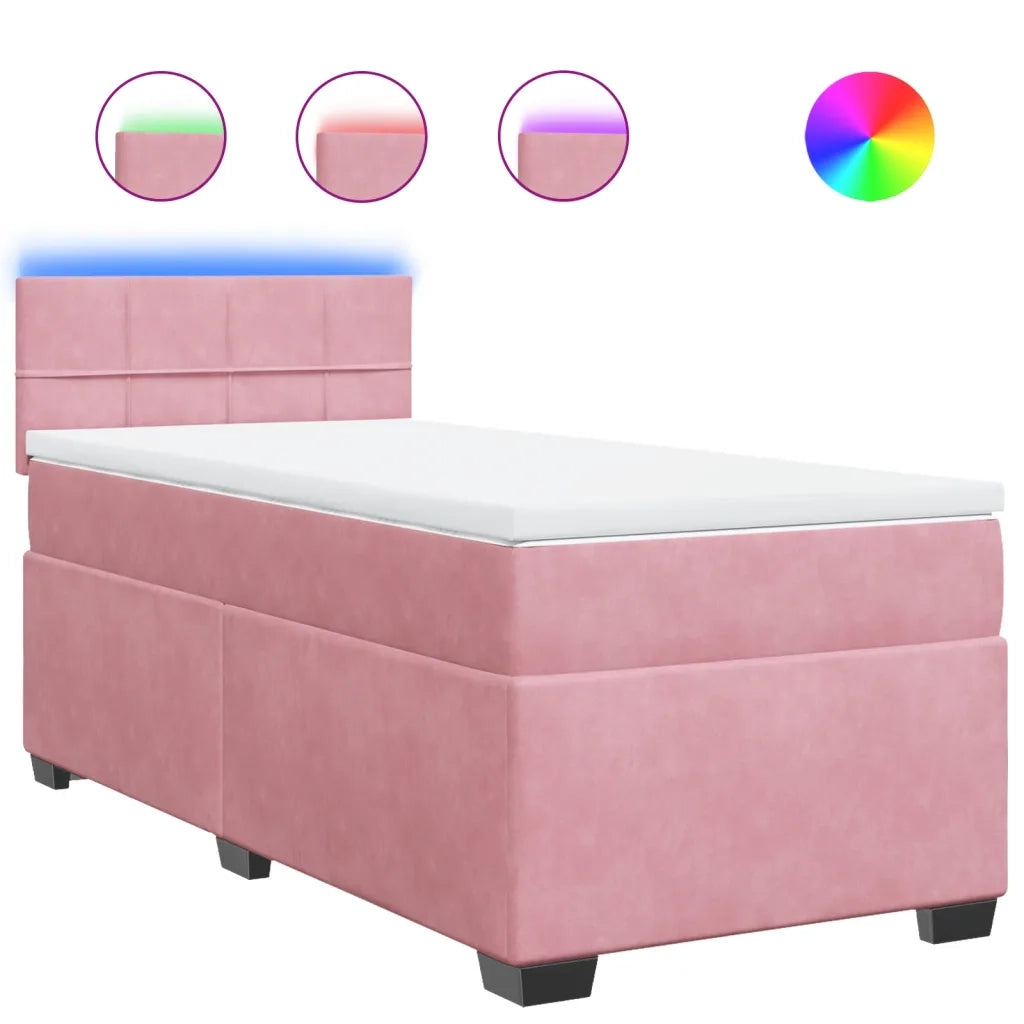 Letto singolo | Letto per adulti | Giroletto a Molle con Materasso Rosa 80x200 cm in Velluto