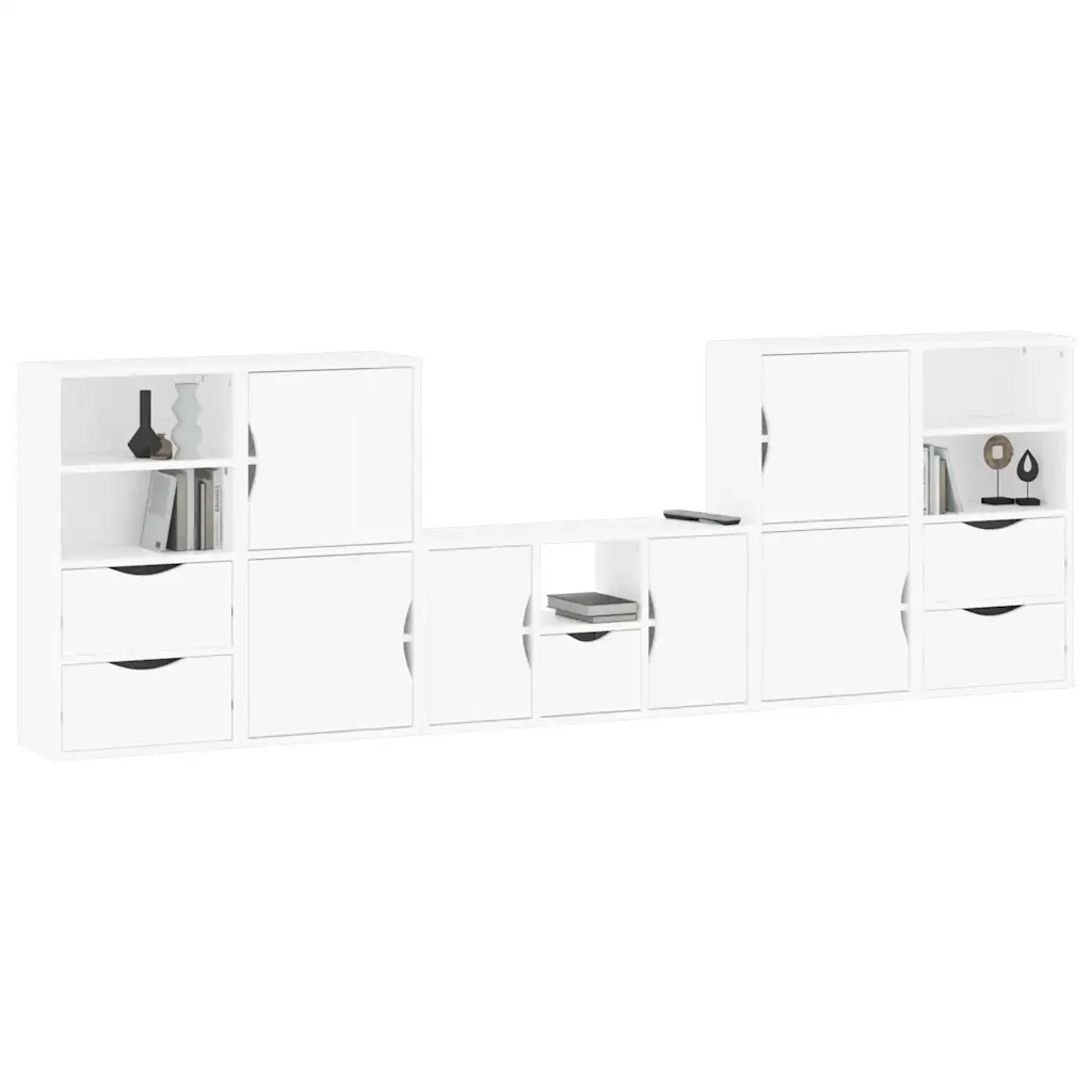 Mobile TV 5 pz con Contenitore ODDA Bianco in Legno di Pino 3365383