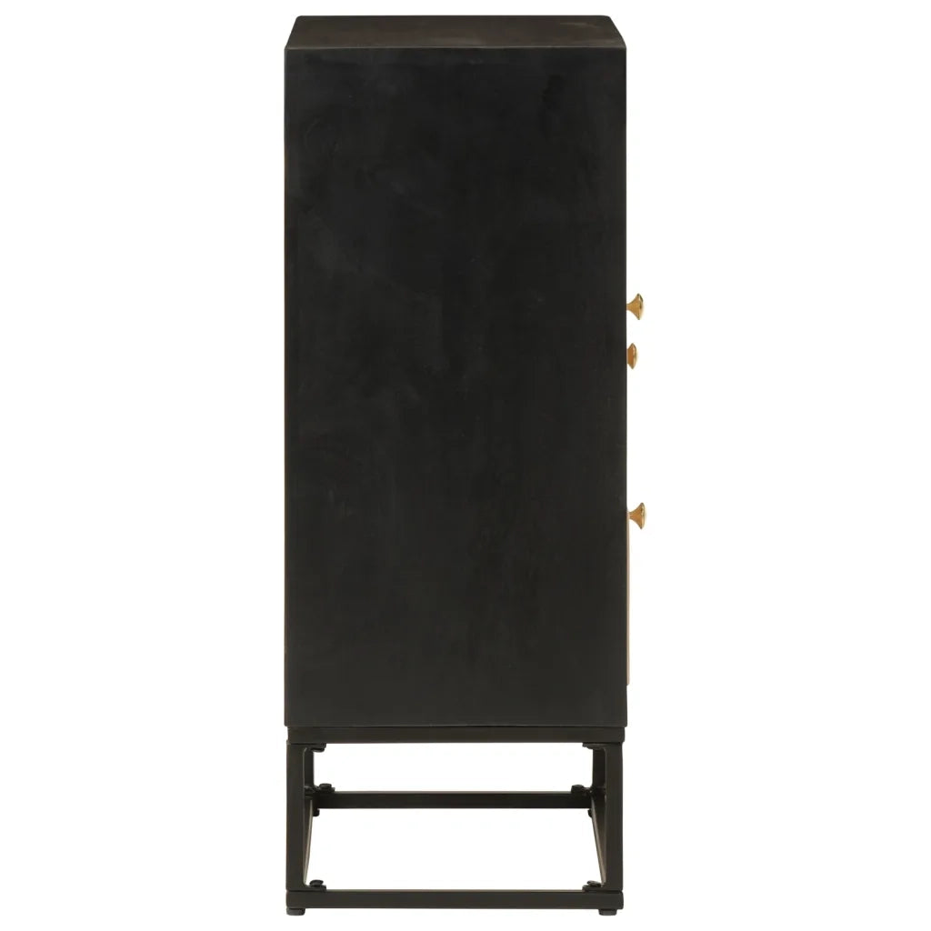 Credenza Nera 55x30x76 cm in Legno Massello di Mango e Ferro 372001