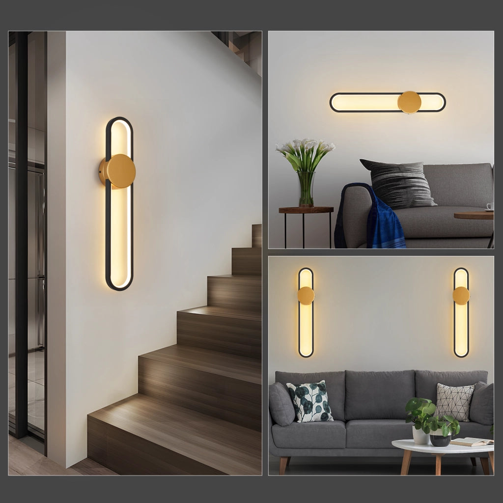 ZMH Applique LED moderna 12W 60cm 3000K Bianco caldo Oro Minimalista