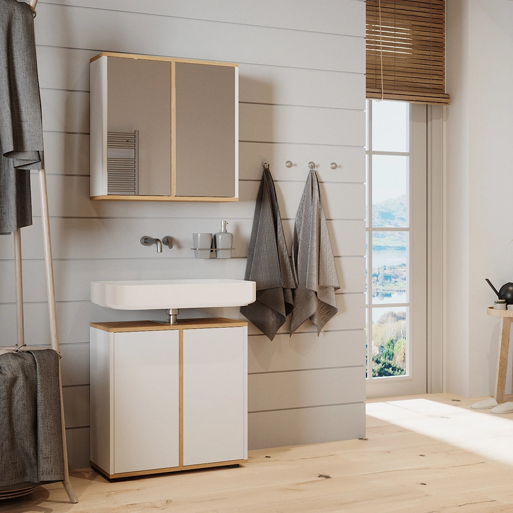 Vicco Mobile sottolavabo per bagno Bianco/Artisan 60 x 62 cm con 2 porte