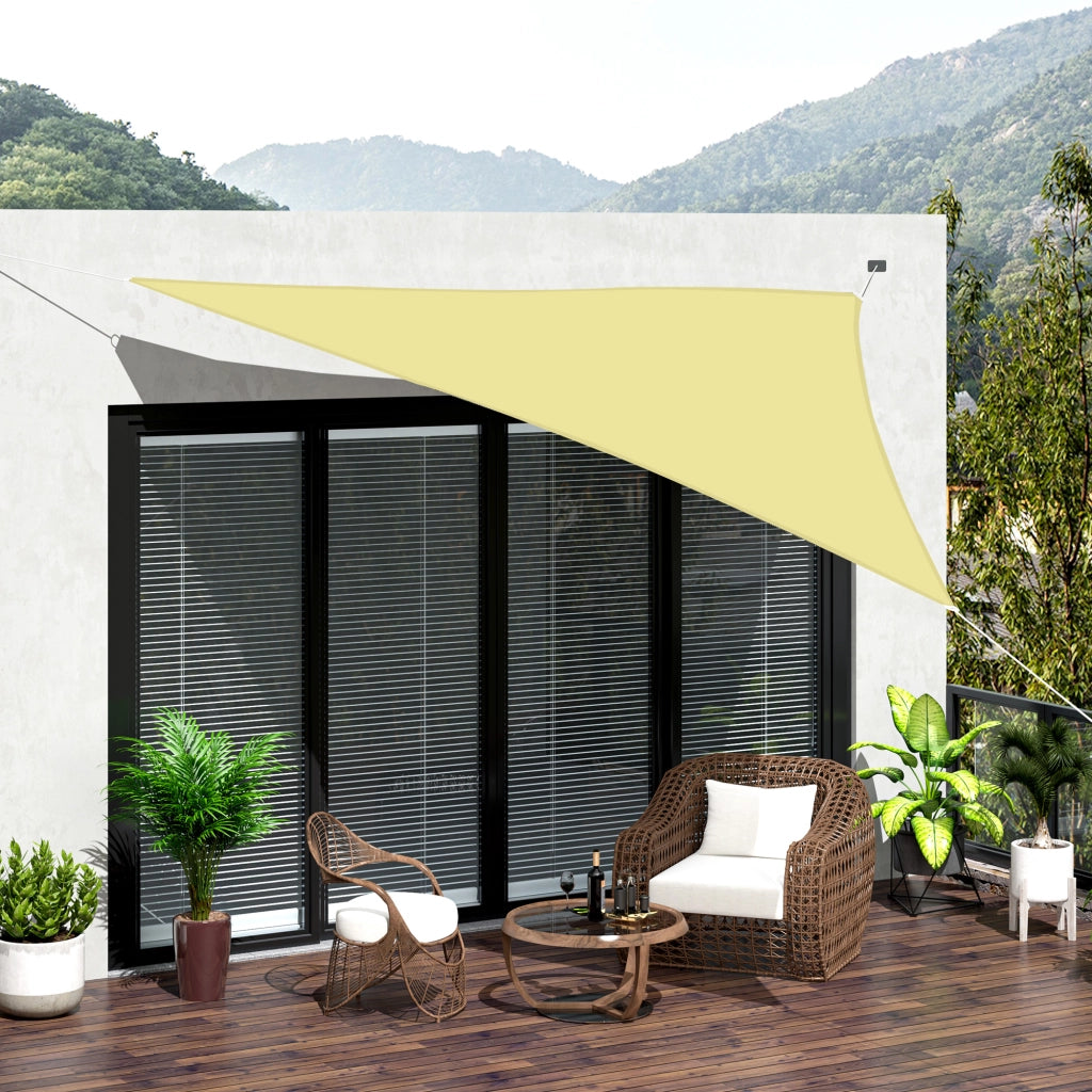 Tenda a Vela Triangolare Parasole con Ganci a D, in Poliestere, 600x600x600 cm, Gialla
