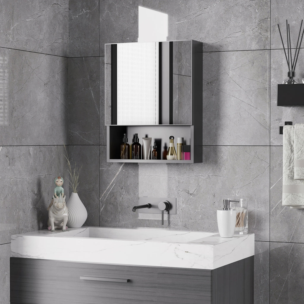 Armadio specchio ¨C Minimal ¨C nero, acciaio, 46x13.5x58 cm