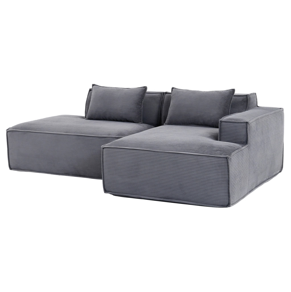Divano imbottito in poliestere grigio largo 235 cm HOMVRA
