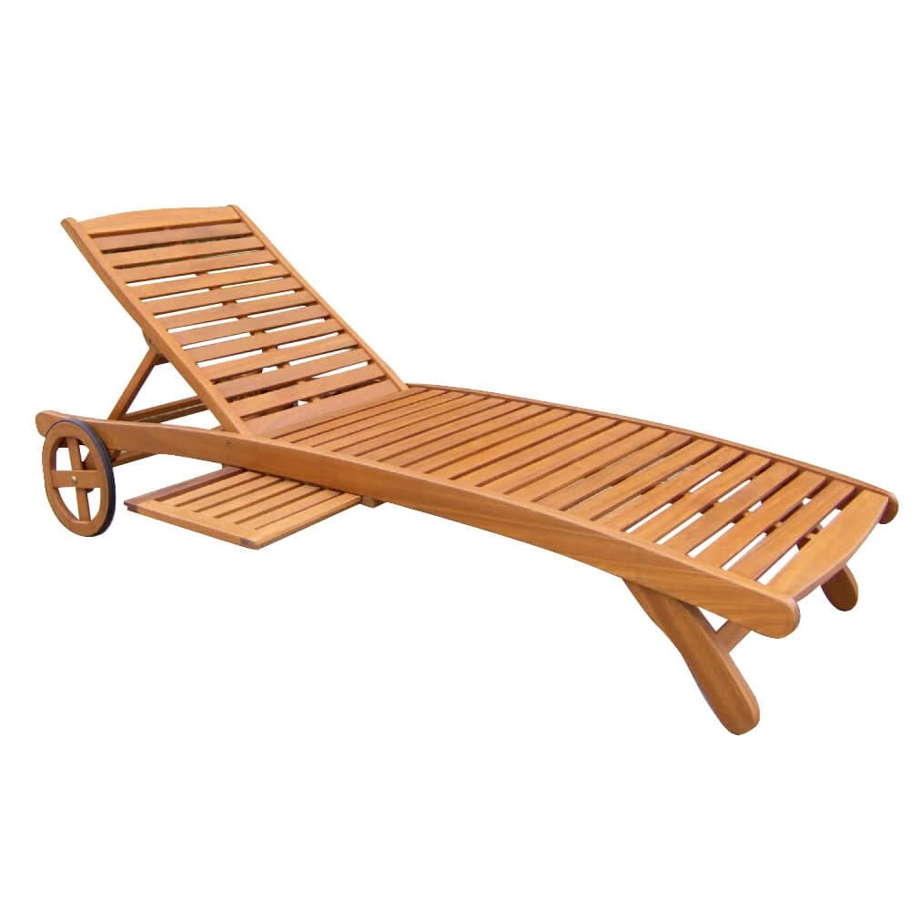 Lettino prendisole con ruote in Legno Acacia cm 196x63x38 - ELIOT