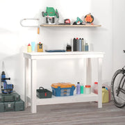 Banco da Lavoro Bianco 110x50x80 cm in Legno Massello di Pino 822502
