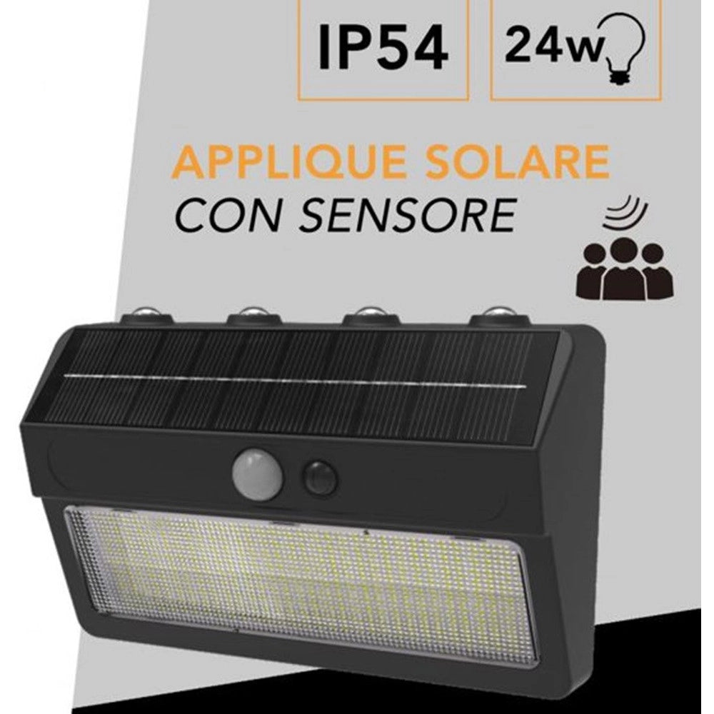 Trade Shop - Applique Solare Da Esterno Con Sensore Di Movimento Ip54 24w Luce 3000k+6500k Zq-db-004jx -