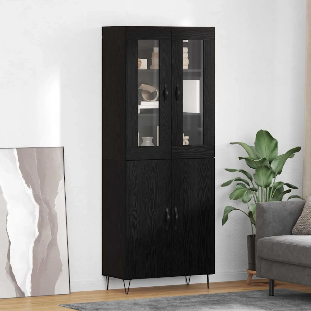 Credenza-Buffet-Armadio da cucina Rovere Bianco e Nero 69,5 x 34 x 180 cm
