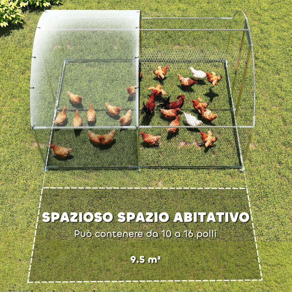 Pollaio per Galline da Giardino ¨C zephmum ¨C Acciaio Zincato Argento 2.8x3.4x1.9 m