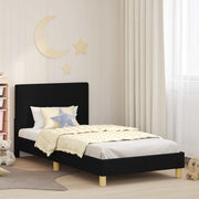Struttura letto bambini con testata Nero 90 x 200 cm Tessuto