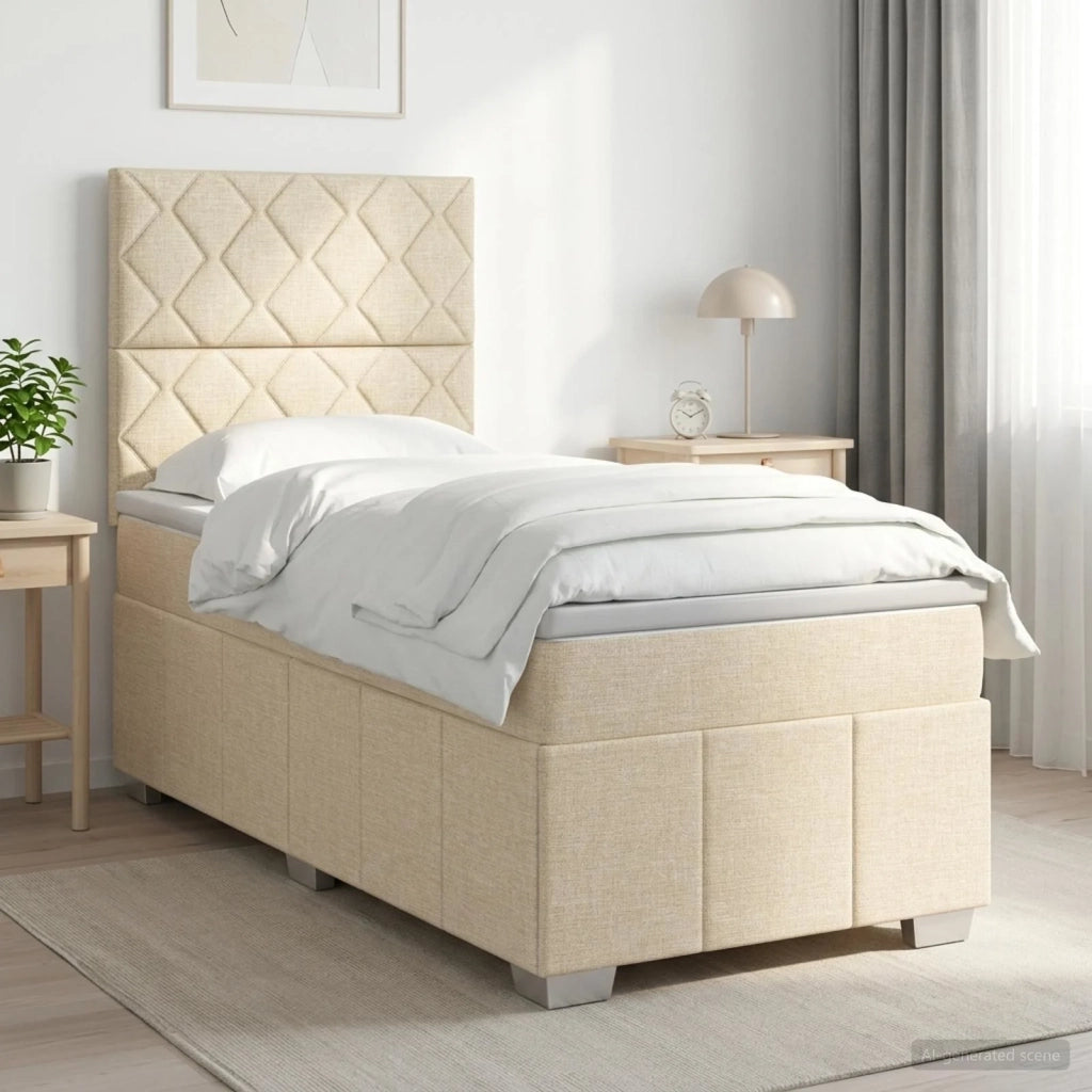 Letto box spring con materasso Crema 80 x 200 cm Tessuto 3454020