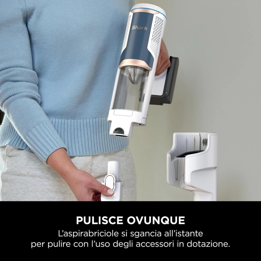 Shark BU3521EU Floor Detect Aspirapolvere a Bastone 2 in 1 Ciclonico Senza Sacchetto 240W 40 min 84 dB colore Blu Bianco