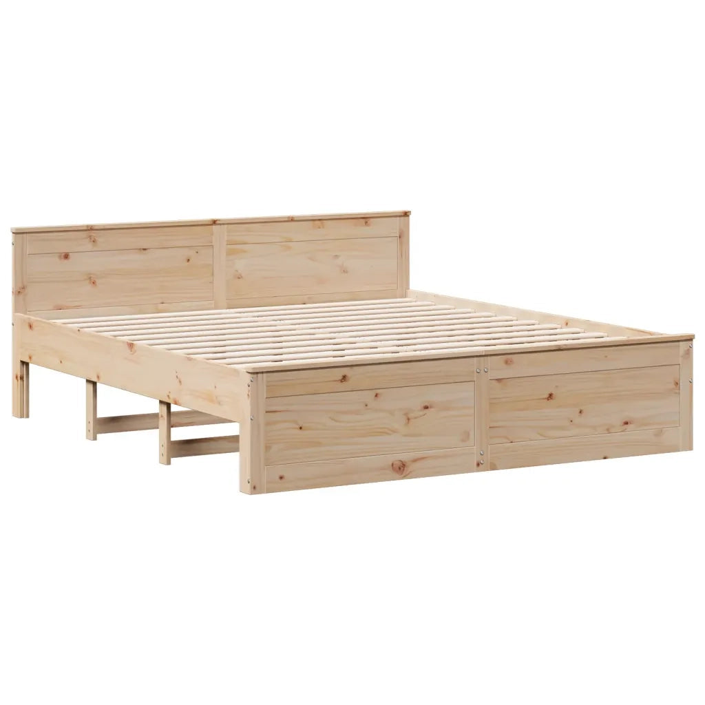 Giroletto senza Materasso con Testiera 200x200 cm Massello Pino 3308753