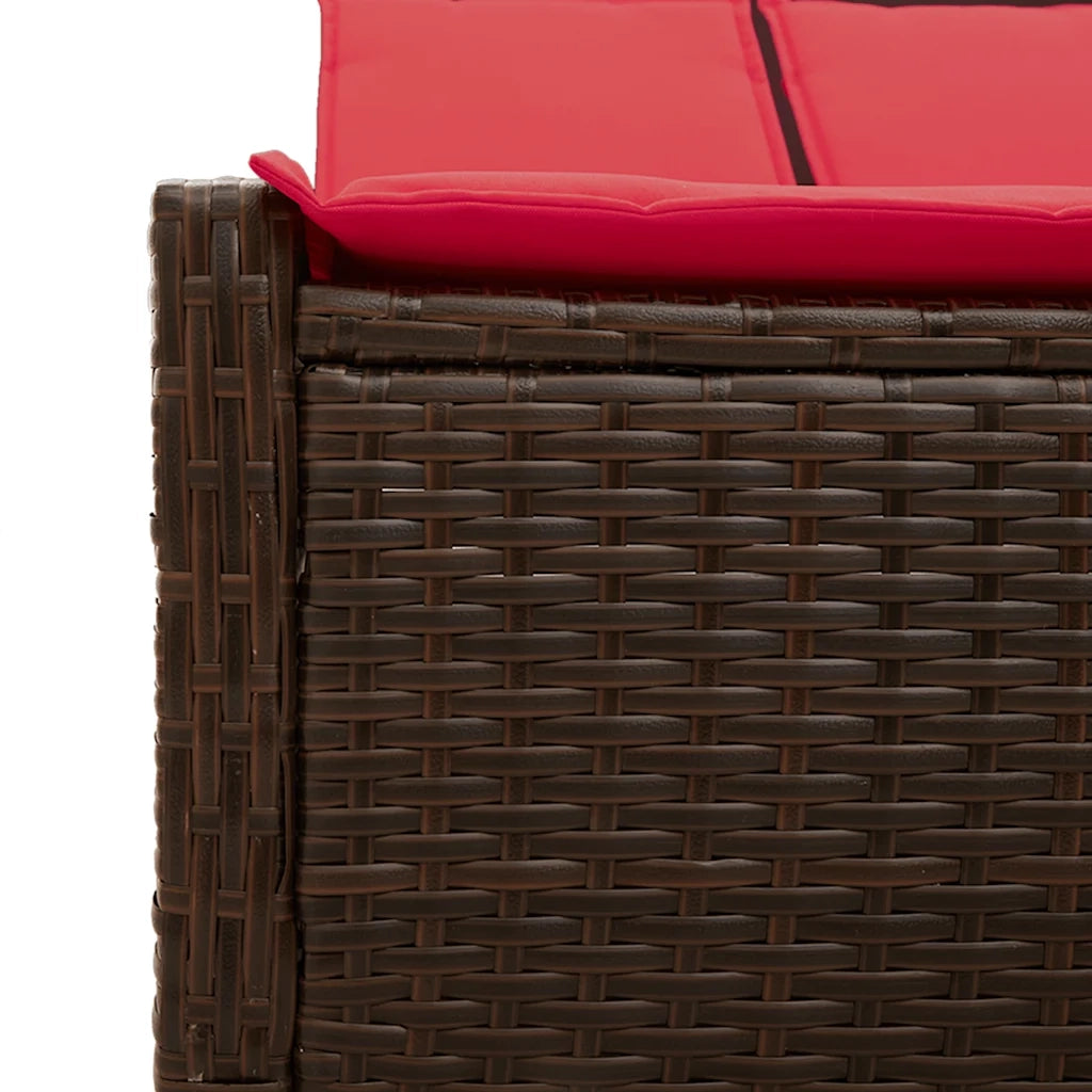 Lettino prendisole doppio con Cuscini in Polyrattan Marrone 368634