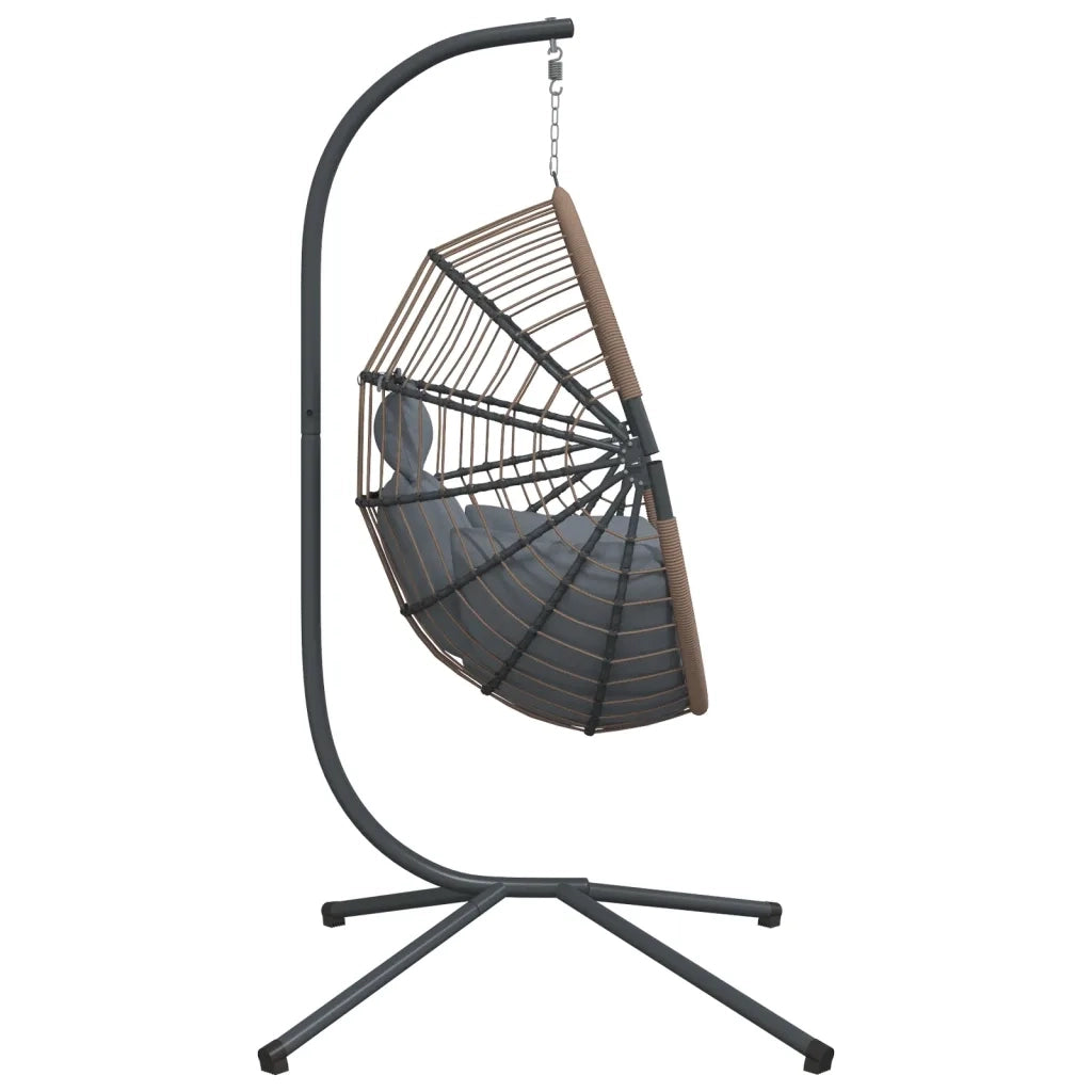 Sedia Uovo Sospesa e Supporto Grigio Chiaro Polyrattan/Acciaio