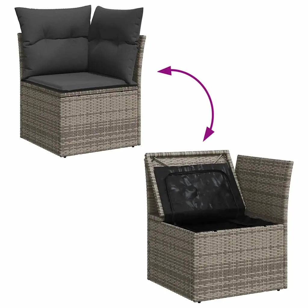 Set Divano da Giardino 9 pcs Grigio polyrattan