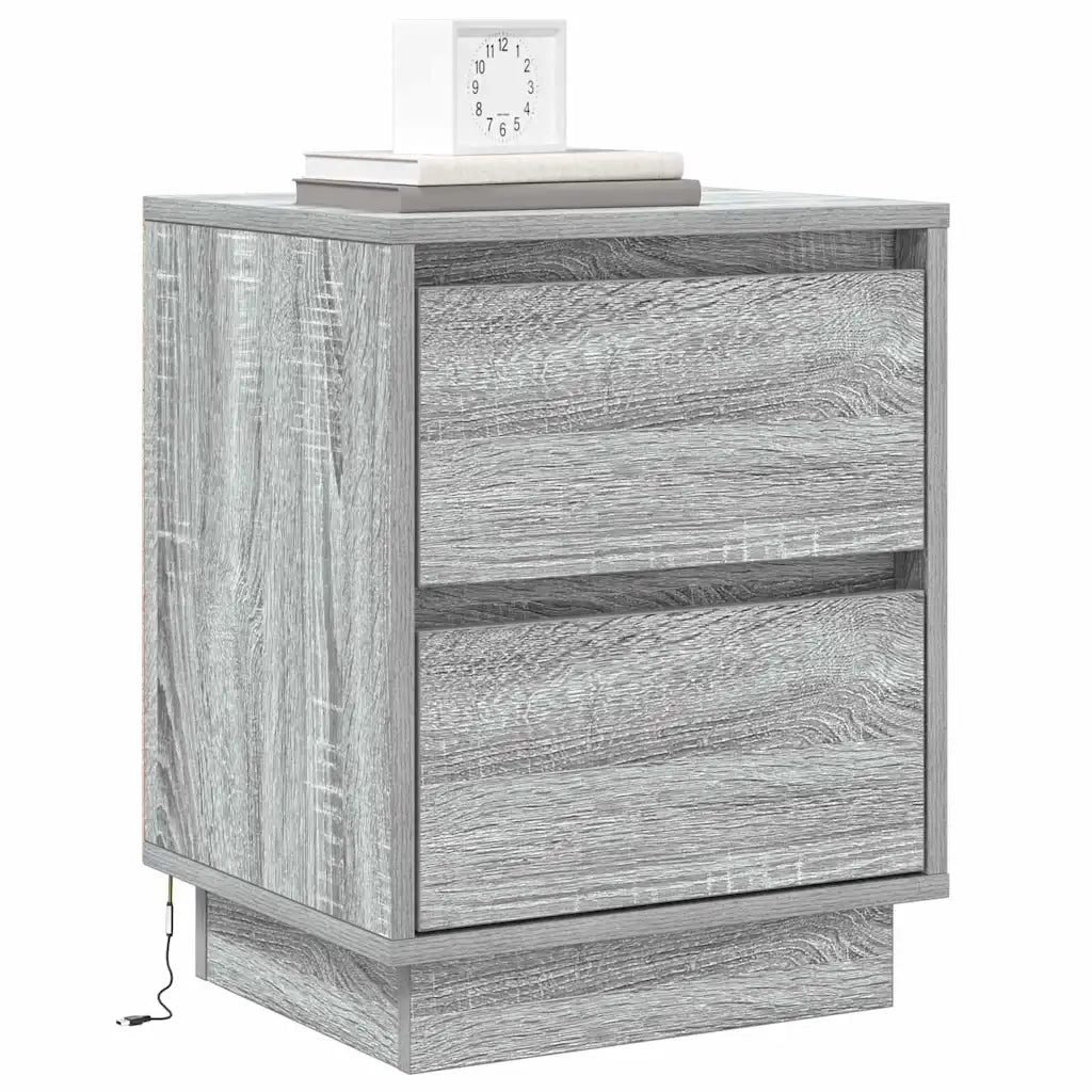 Set di 2 Comodini | Armadio da Notte | Mobiletto da notte con cassetto Grigio 39 x 34,5 x 50 cm