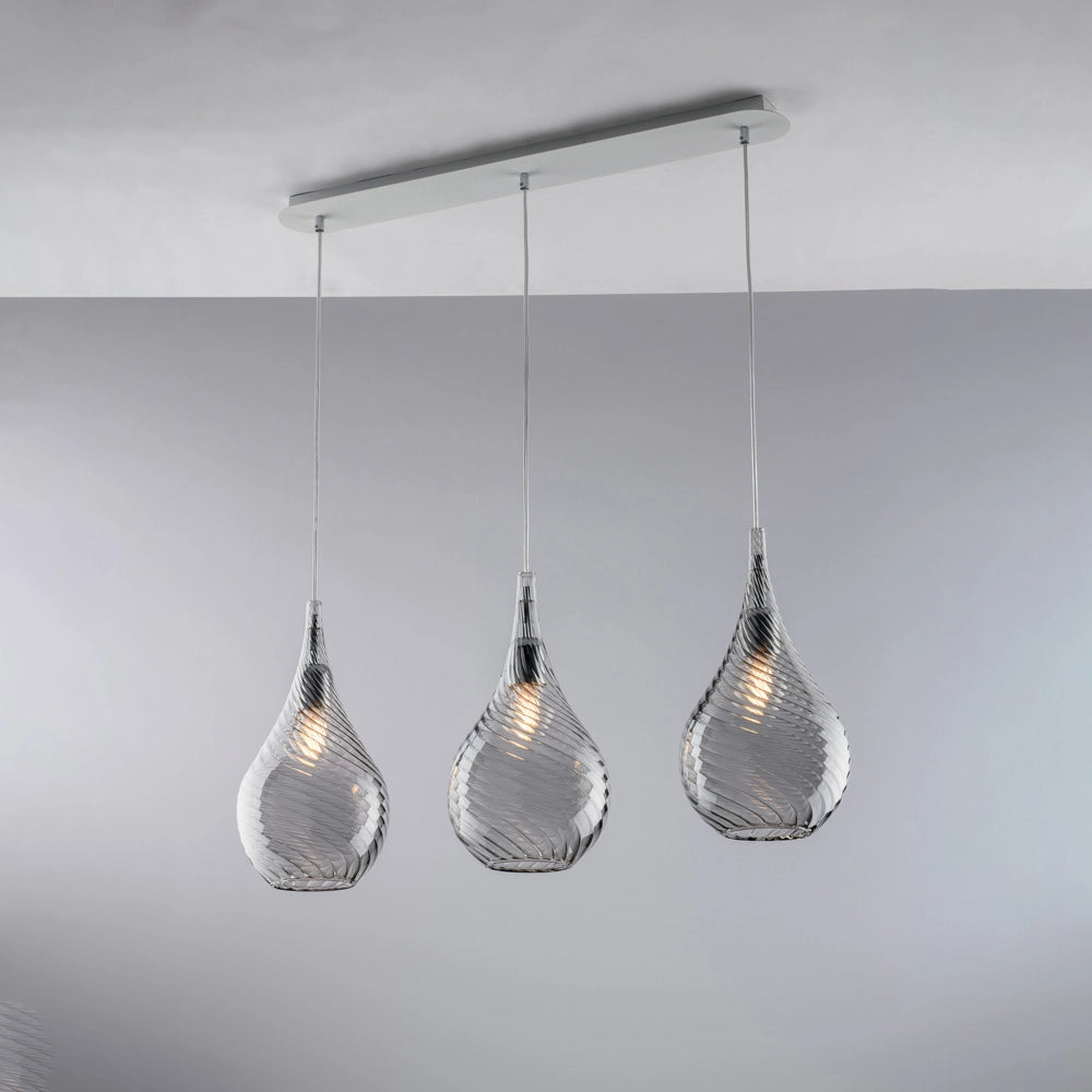 Lampada binaria in ferro con vetri 75x10x41