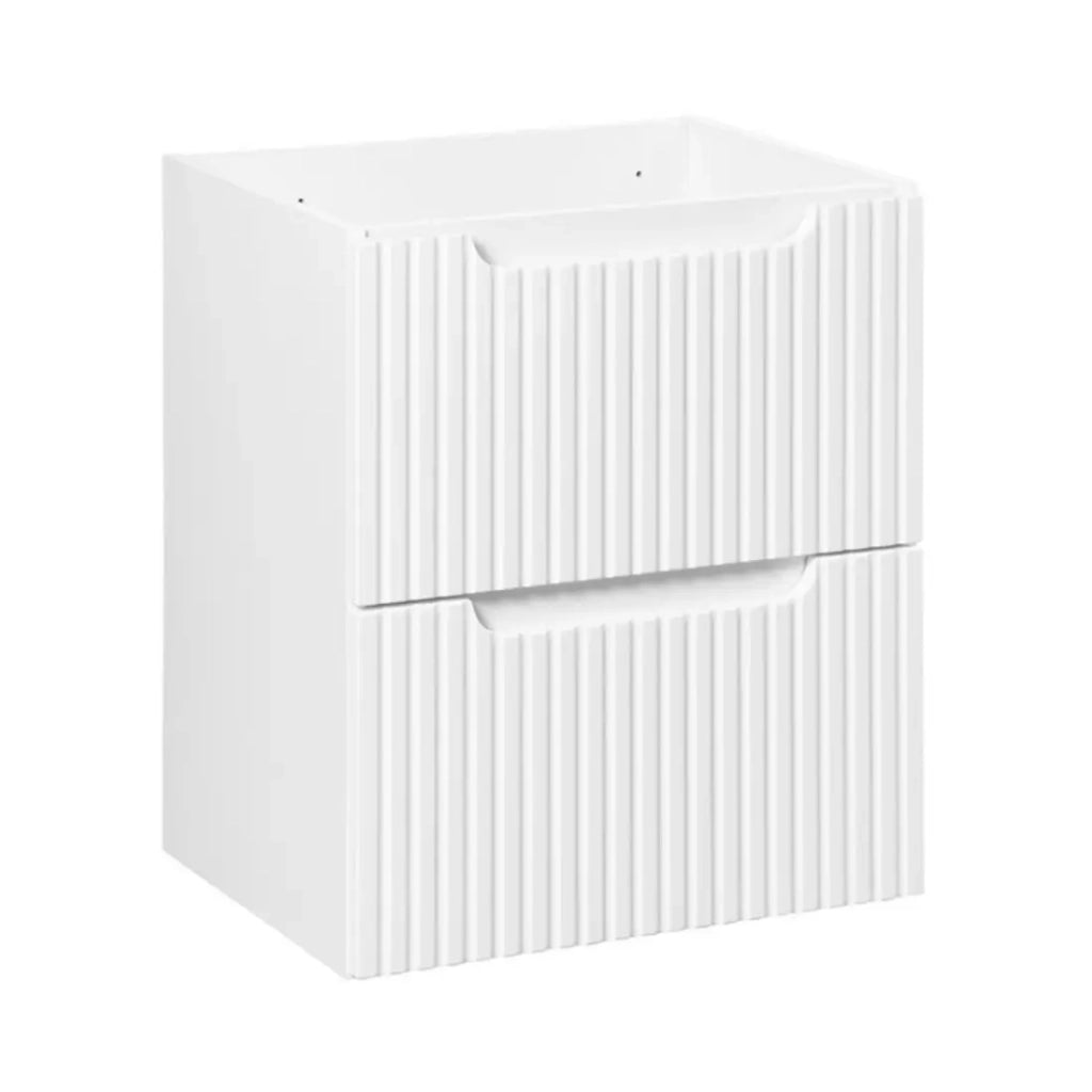 Set da bagno VANO bianco 50cm: mobile sottolavabo con cassetti + top per lavabo bianco + lavabo rettangolare da appoggio