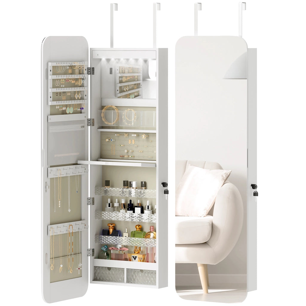 Specchio con cassetti e luce LED ¨C zephmum ¨C Bianco 60x40x cm