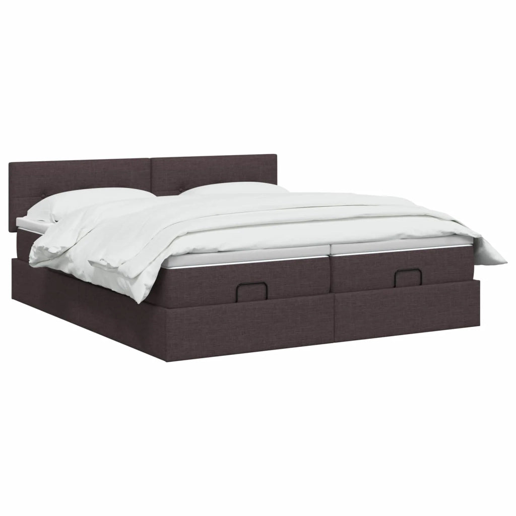 Letto Ottomano con Materasso e LED Marrone Scuro 180 x 200 cm 3457276