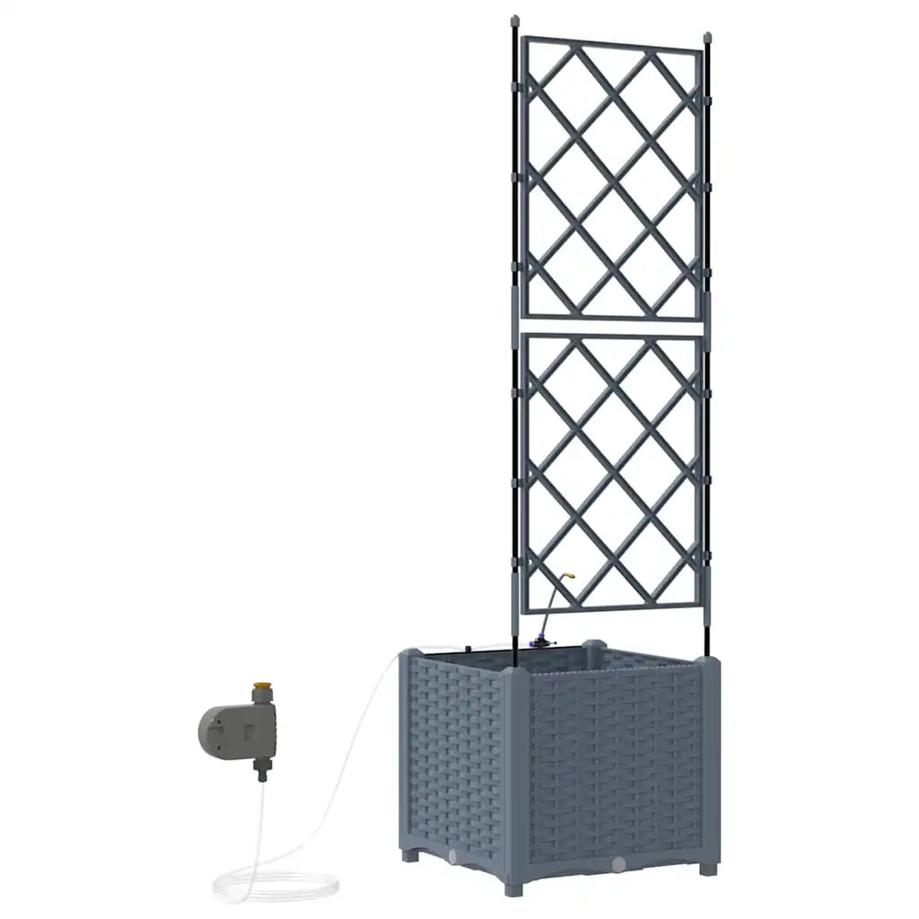 2 pz Fioriere | Cassetta per fiori | Vaso da giardino Grigio Chiaro 40 x 40 x 142 cm Plastica
