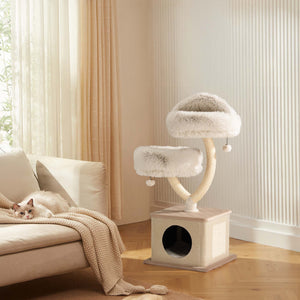 Fudajo Albero tiragraffi con design a rami 95 cm con casetta nicchia e sisal