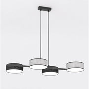 Lampada a sospensione DRUMZ in acciaio nero e tessuto