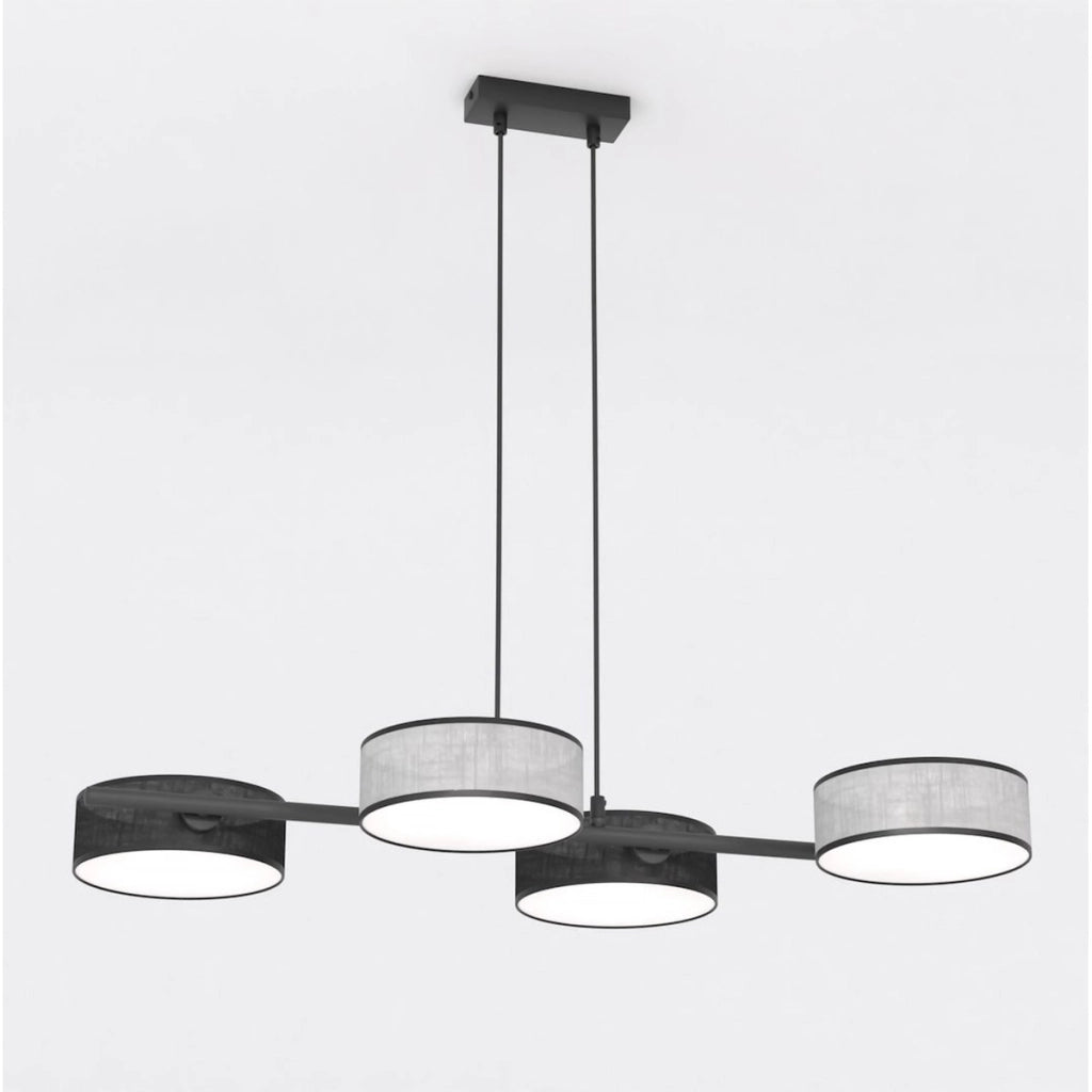 Lampada a sospensione DRUMZ in acciaio nero e tessuto
